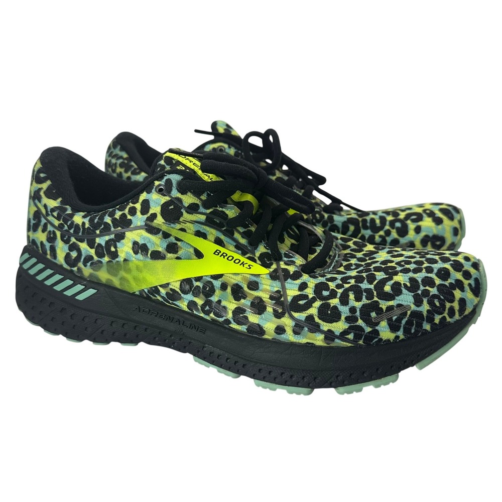 Brooks Adrenaline GTS 21 Womens 10.5 Running Shoes Neon Leopard Cheetah